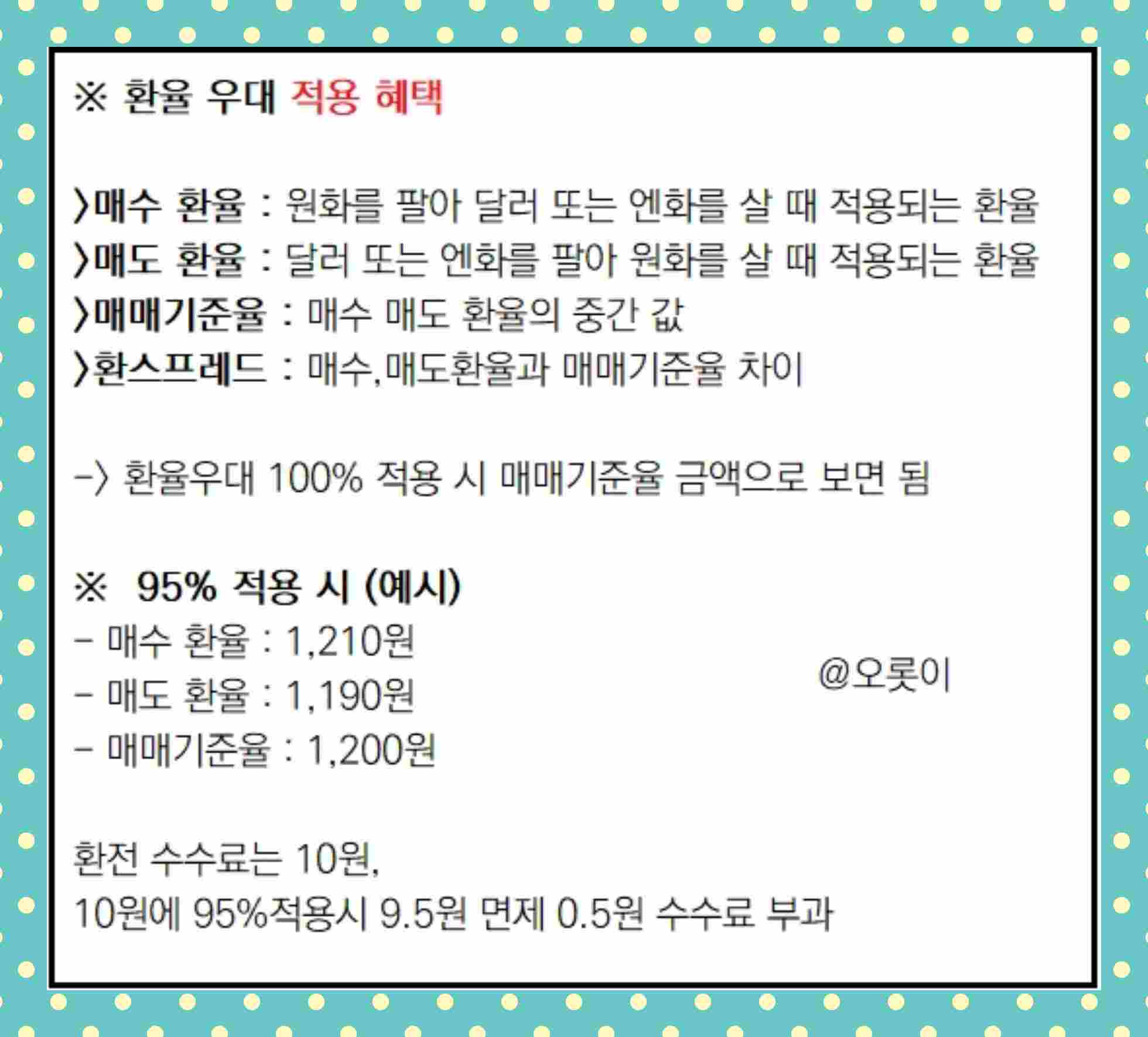 환테크 환전수수료와 매매기준율 스프레드를 설명하는 이미지