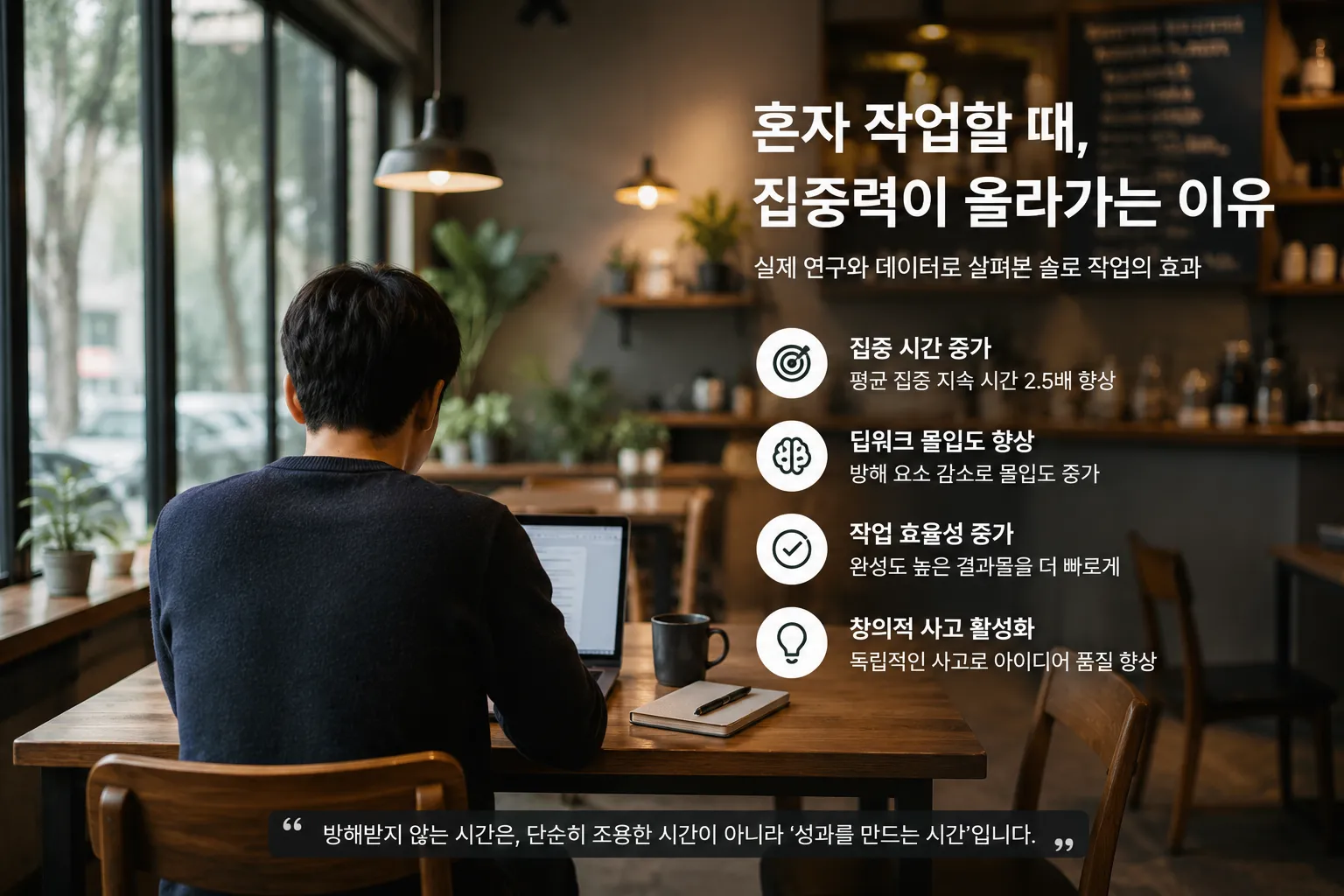 혼자 카페에서 딥워크에 진입한 작업 환경