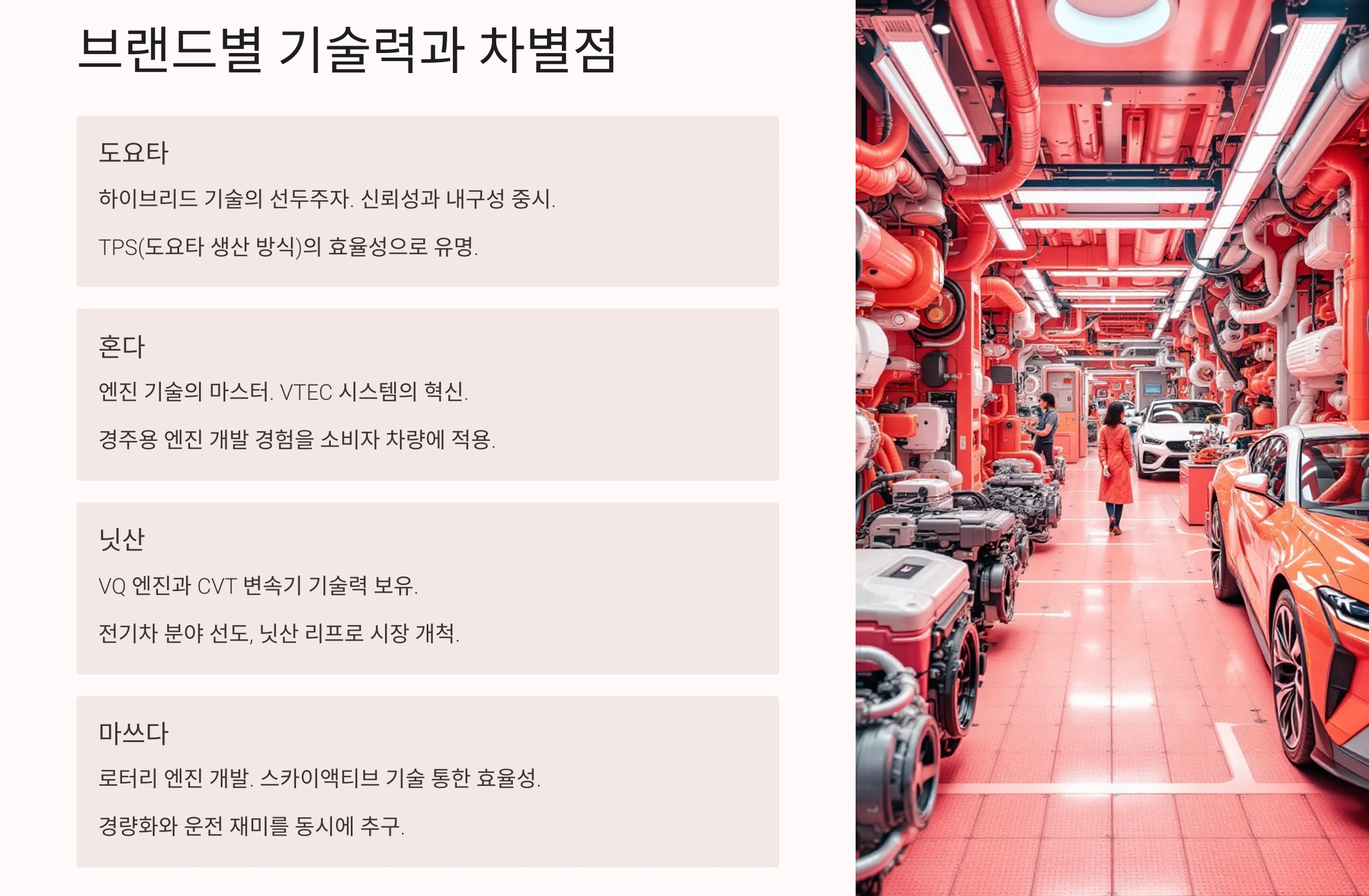 브랜드별 기술력과 차별점