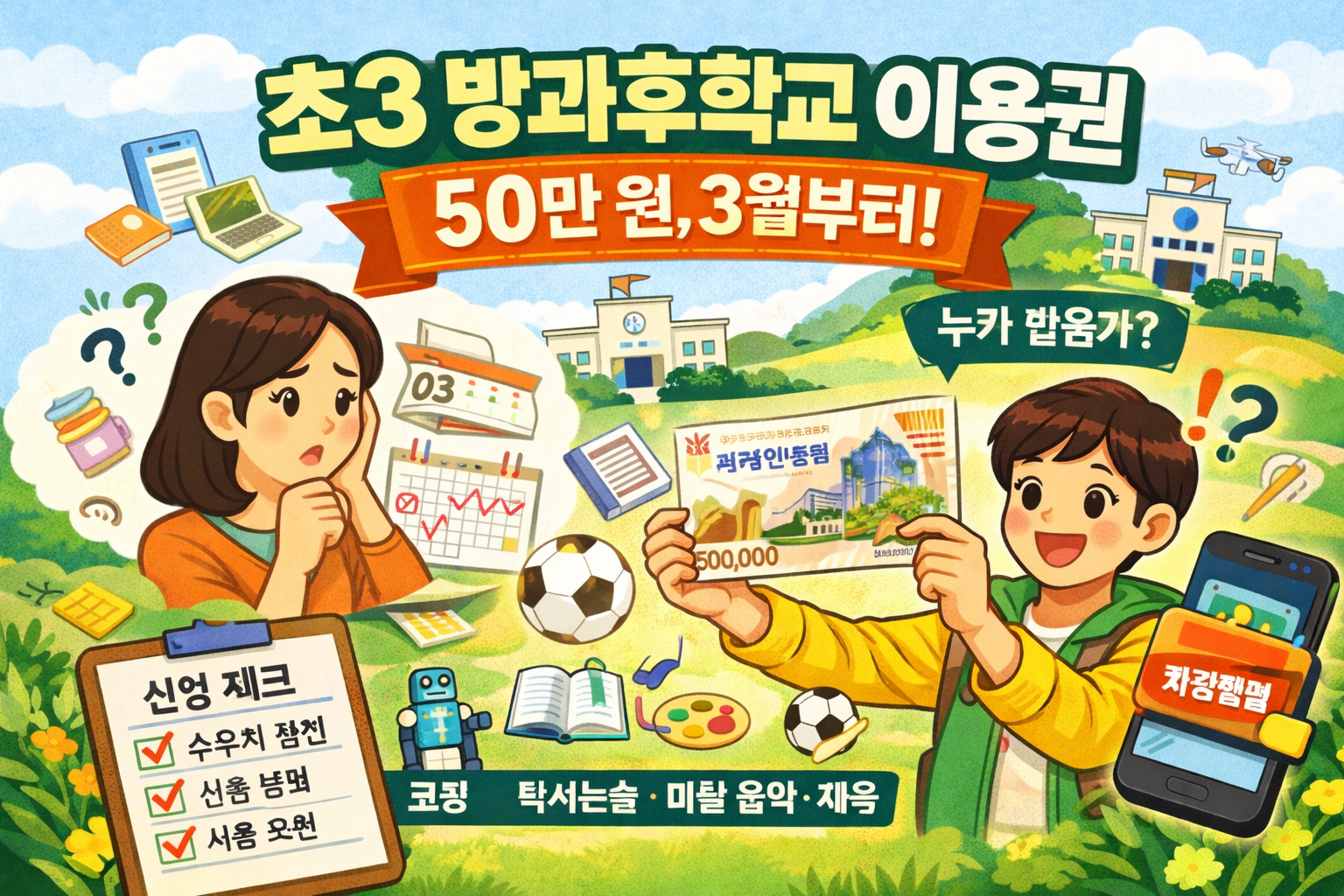 초등 3학년 방과후학교 이용권 50만 원 총정리|대상·신청·사용처 한눈에