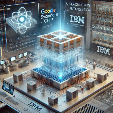 구글 시카모어(Sycamore) 칩, IBM 양자 컴퓨터 내부 구조
양자 비트(Qubit) 개념 설명 인포그래픽
연구소나 기업에서 실제 양자 컴퓨터를 운용하는 모습