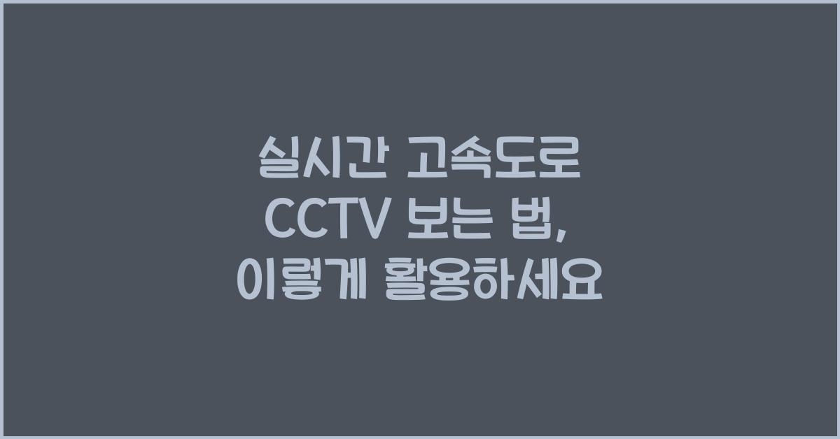 실시간 고속도로 cctv 보는 법