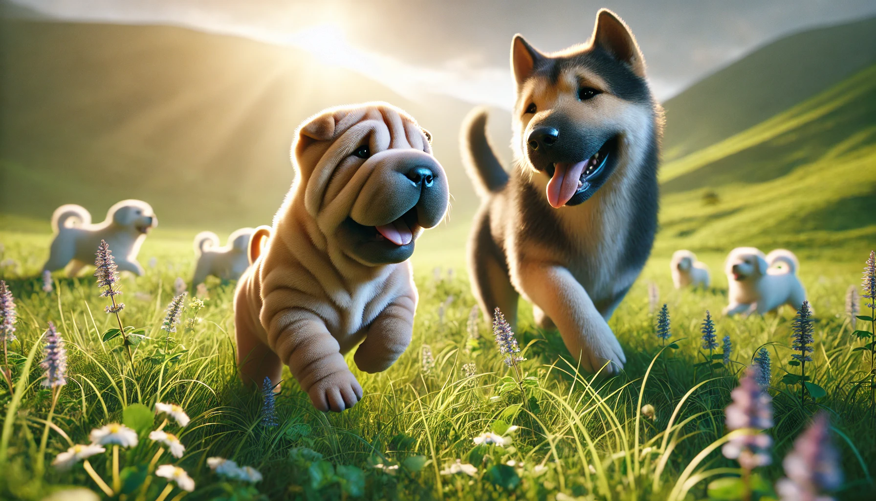 뛰노는 강아지들