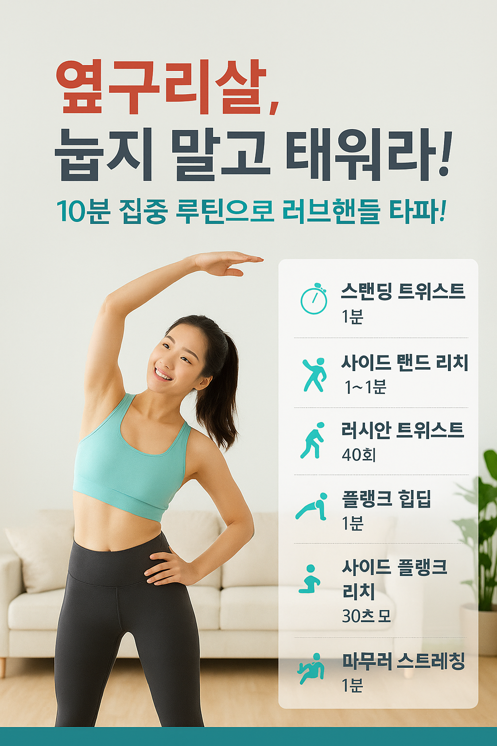 1.옆구리살 타파 10분 운동