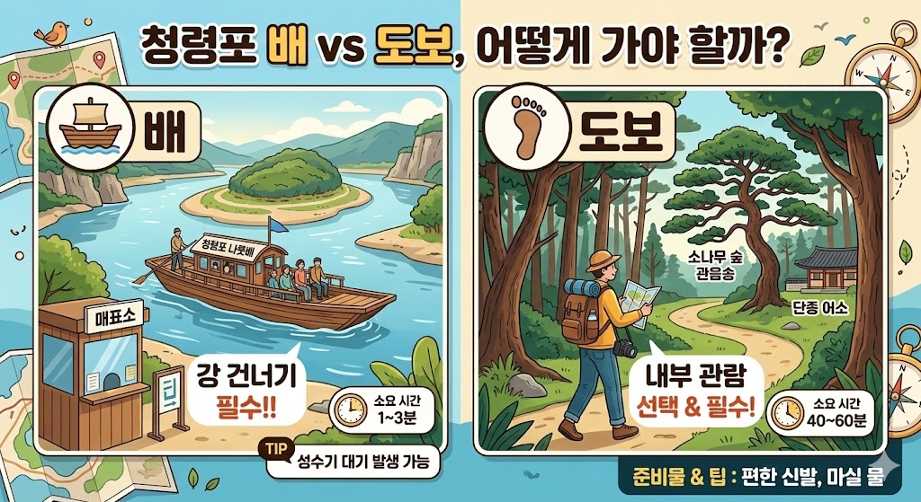 청령포 배 vs 도보, 어떻게 가야 할까?