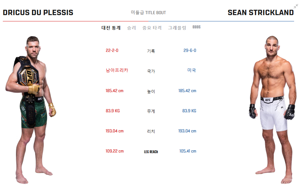 UFC 312 두 플레시스 vs 스트릭랜드