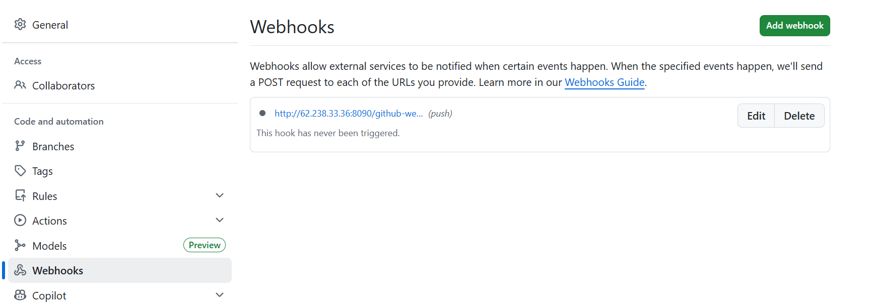 GitHub Webhook 등록