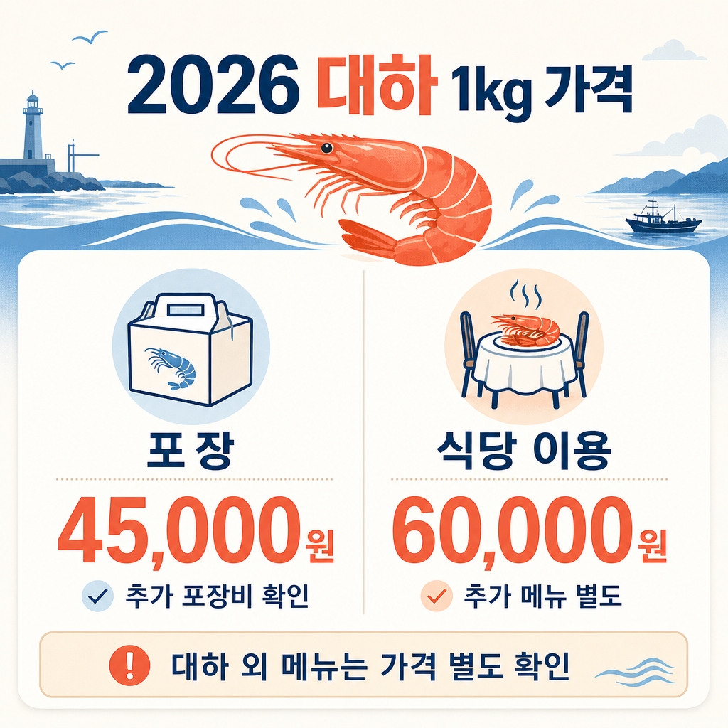 2026 남당항 대하 1kg 가격