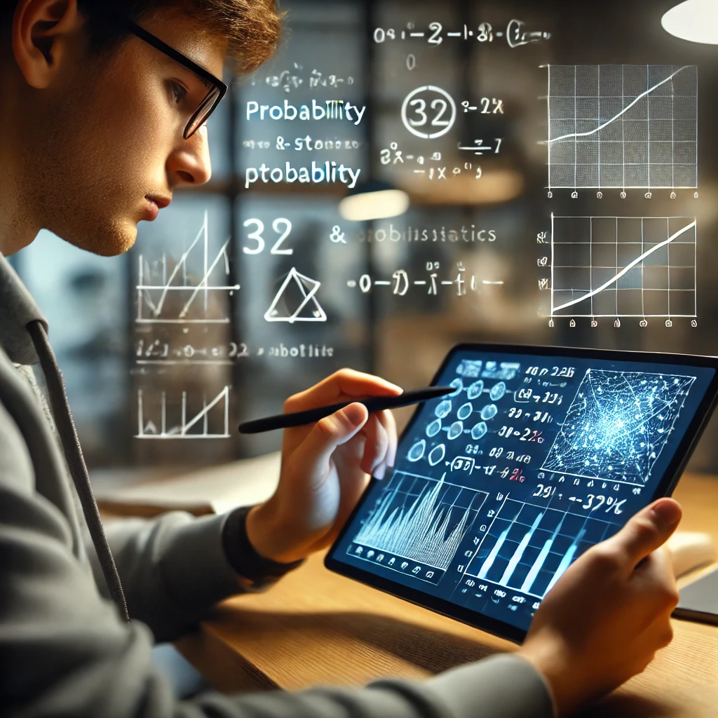 확률과 통계 학습 중인 고등학생