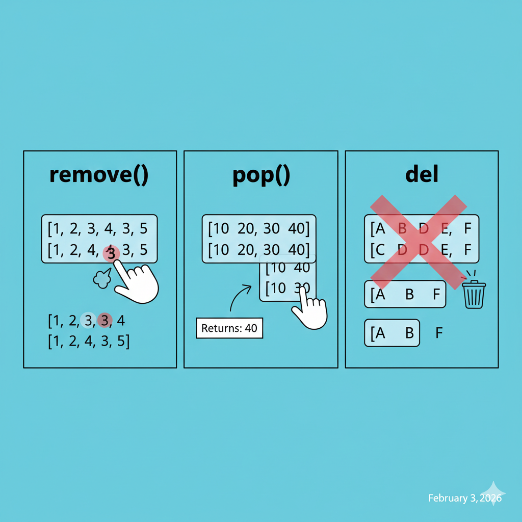 remove(), pop(), del