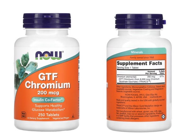 NOW Foods, GTF 크로뮴, 200mcg, 250정
