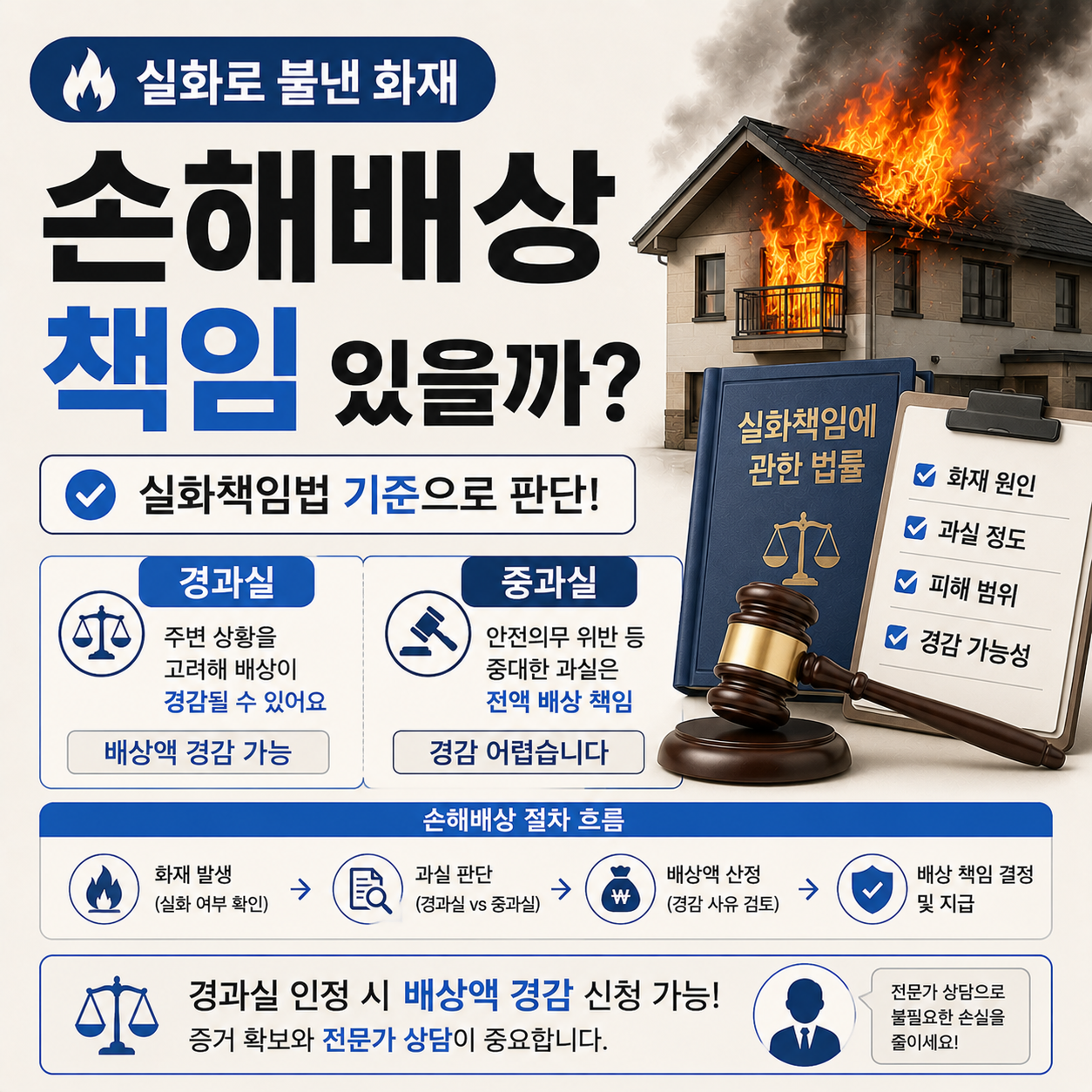 실화 화재 손해배상 책임 범위를 설명하는 이미지