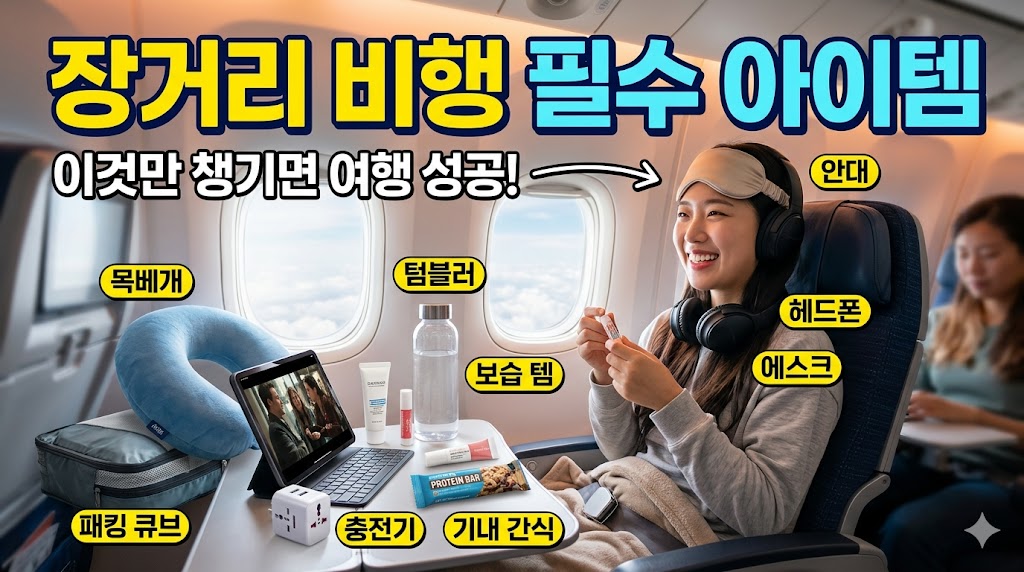 [해외여행 꿀팁] 10시간 이상 비행도 거뜬! 장거리 비행 필수 아이템 &amp; 준비물 BEST 6 완벽 정리