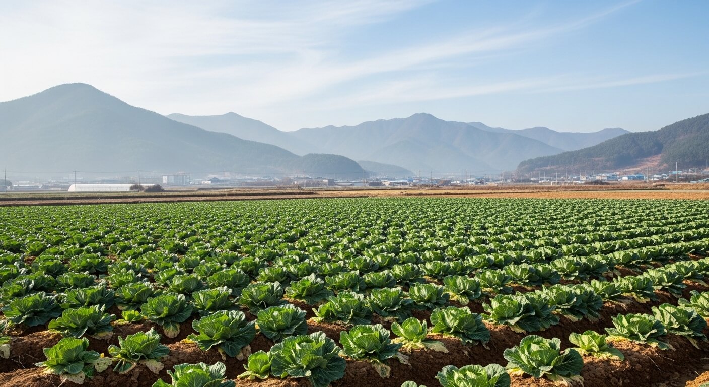 봄동 재배 농장 전경과 제철 수확 풍경