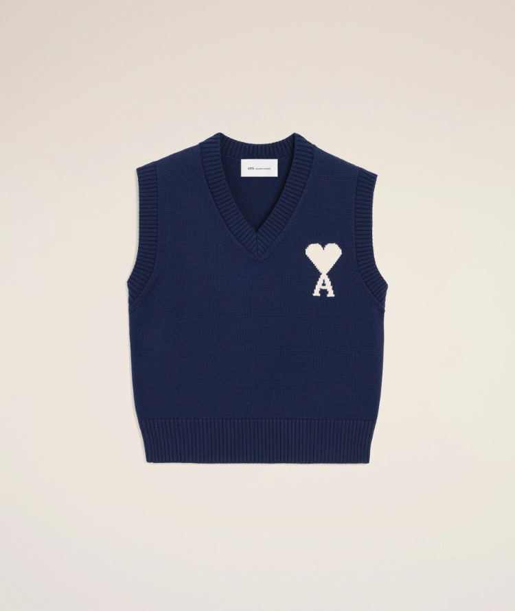 {조끼} 틈만나면 51회 :: 유연석 / 아미 AMI 네이비 하트 니트 베스트