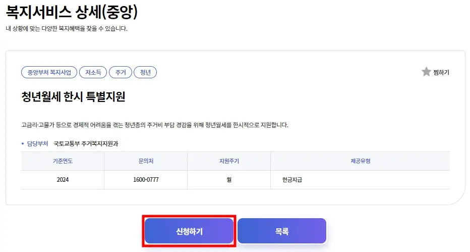 청년 월세 지원금 신청 방법, 신청 자격