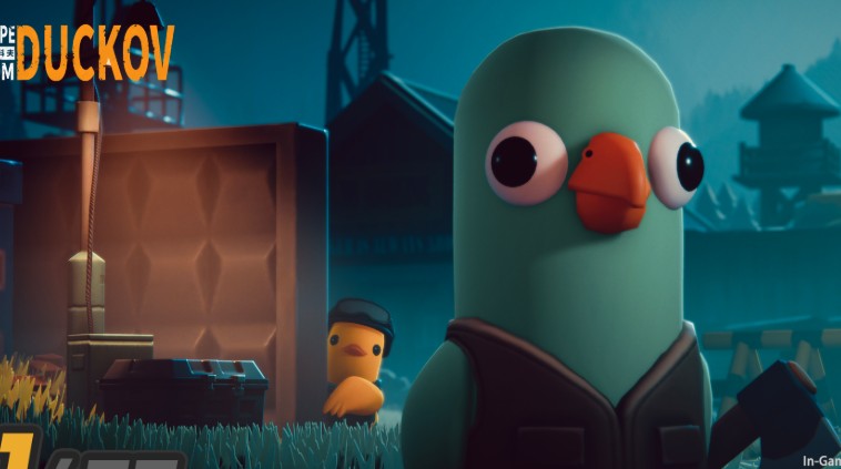 덕코프-캐릭터-중-하나가-보초를-서고-있습니다.