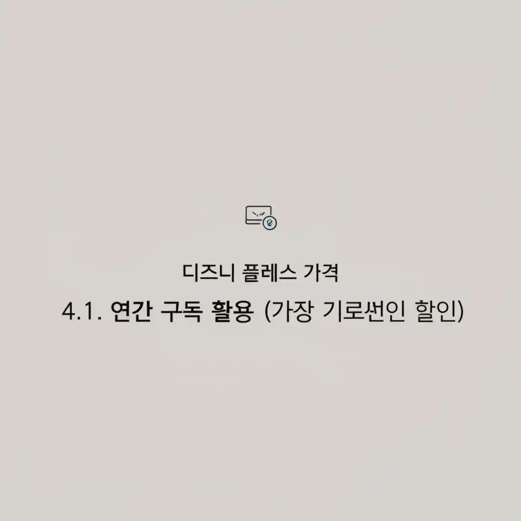 디즈니 플러스 가격: 연간 구독 할인 혜택을 보여주는 이미지