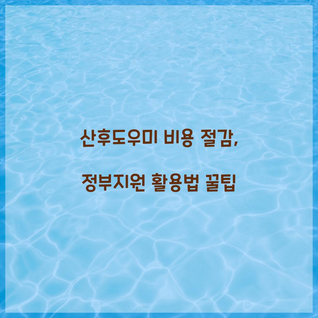 산후도우미 비용 절감
