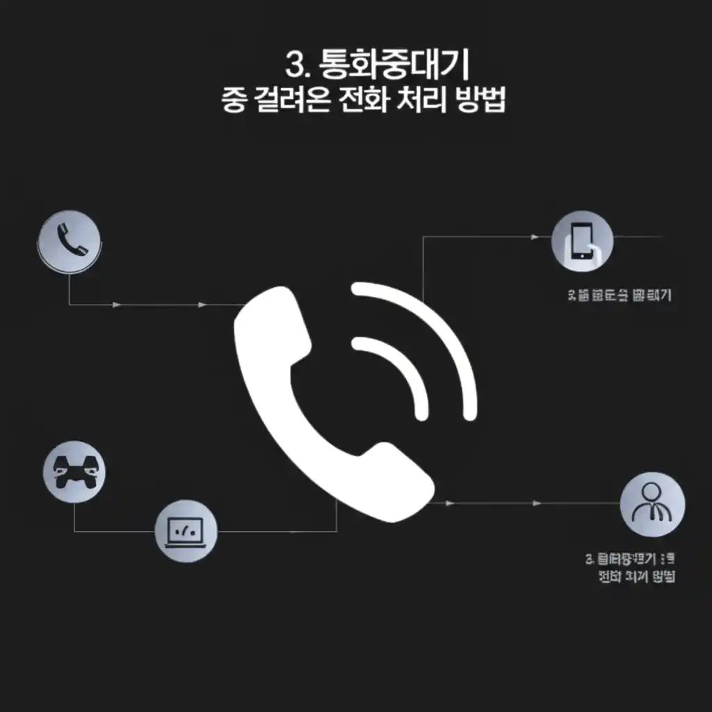 유플러스 통화중대기 중 걸려온 전화를 수신/전환하는 스마트폰 화면입니다.