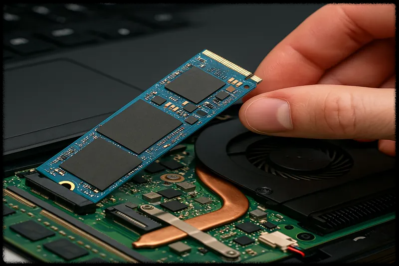 노트북 SSD 설치 장면