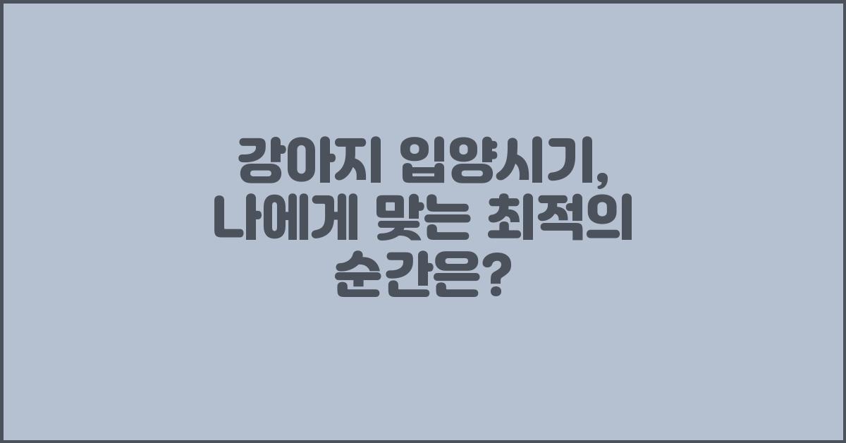강아지 입양시기