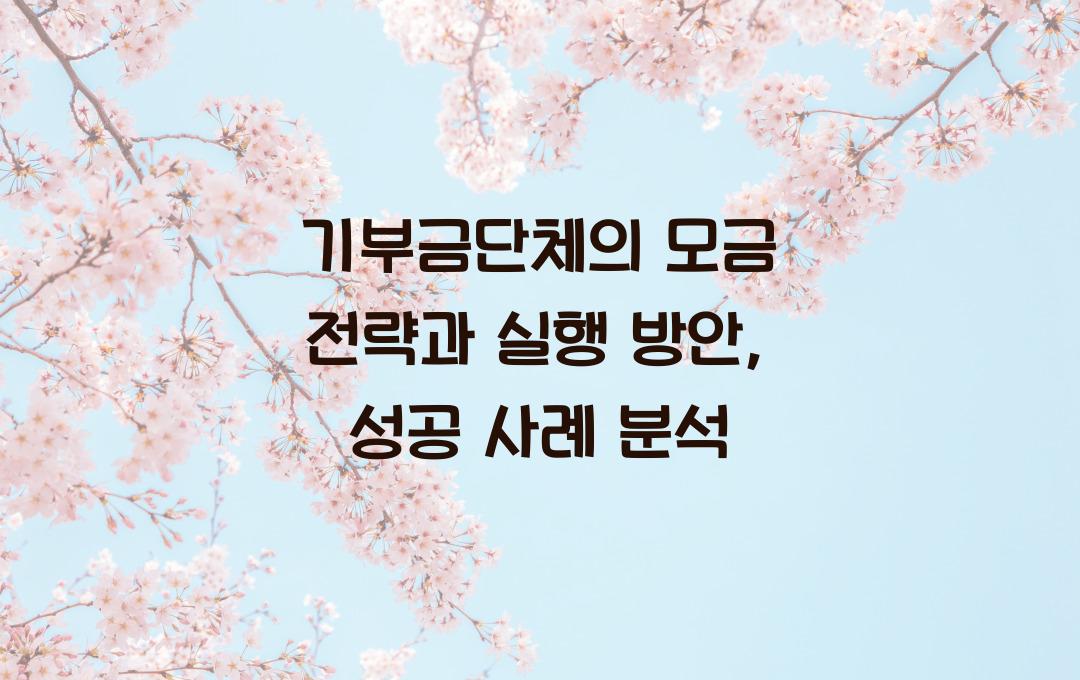 기부금단체의 모금 전략과 실행 방안