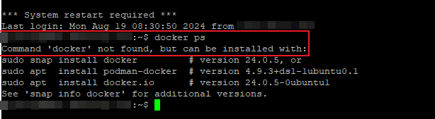 docker가 설치 되어 있지 않은 상황