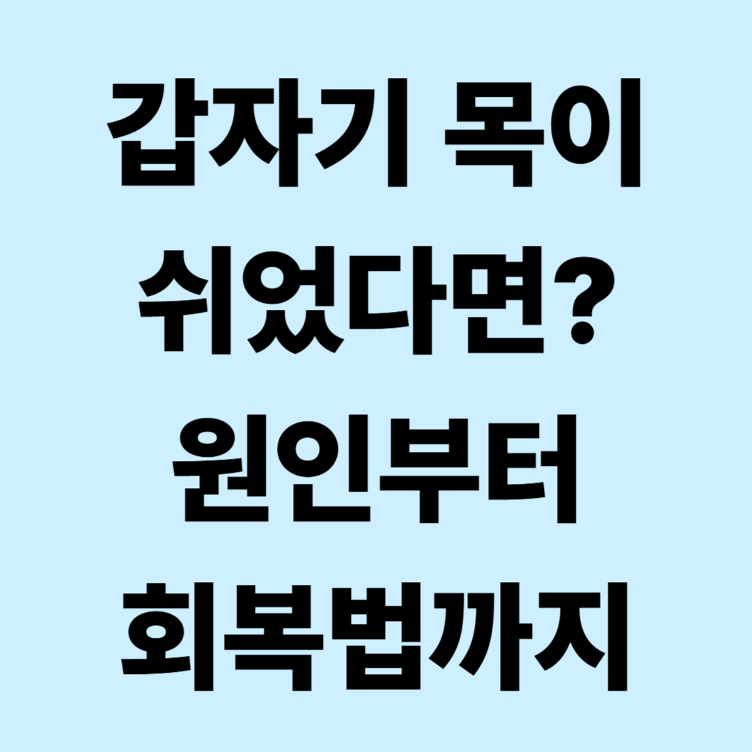 목이 쉬는 이유 8가지｜갑자기 쉰 목소리가 날 때 회복법과 병원 가야 할 증상