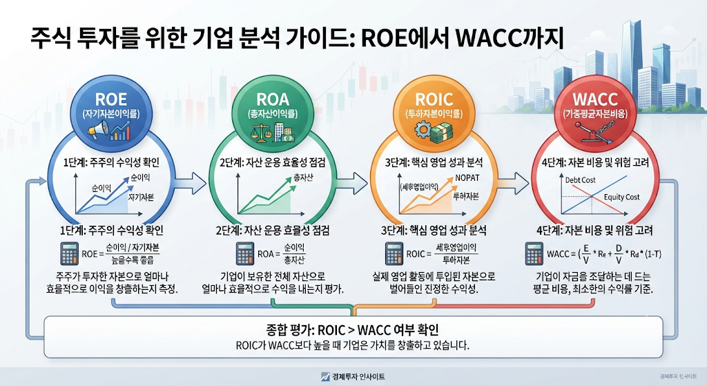 기업 수익성을 ROE ROA ROIC 순서로 분석하는 투자 판단 과정