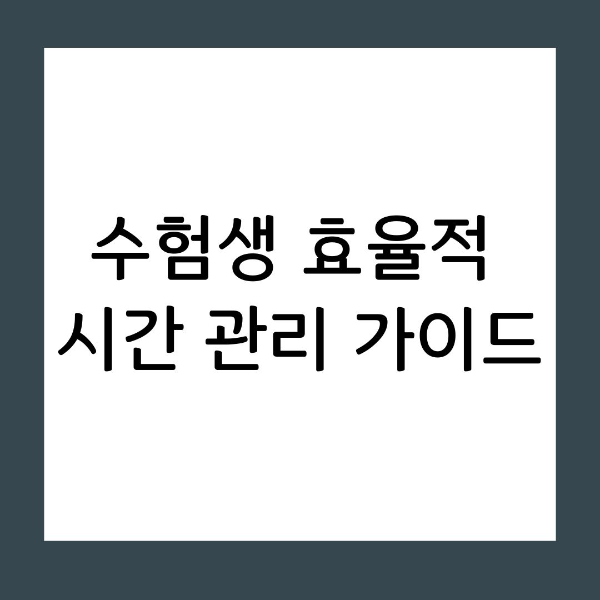 시간 관리 효율적으로 하루를 쓰는 수험생의 공부 습관