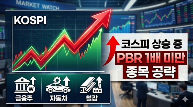 코스피 상승장 속 PBR 1배 미만 저평가 종목 6개 비교 이미지