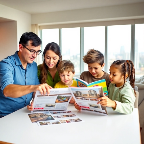 광역시 추천 단지 학군을 살피는 가족 이미지