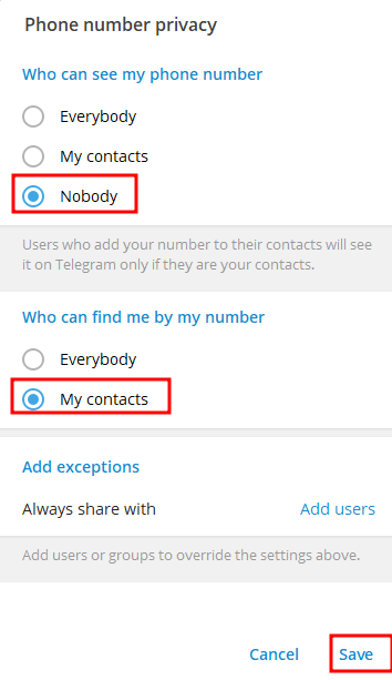 텔레그램 보안 설정