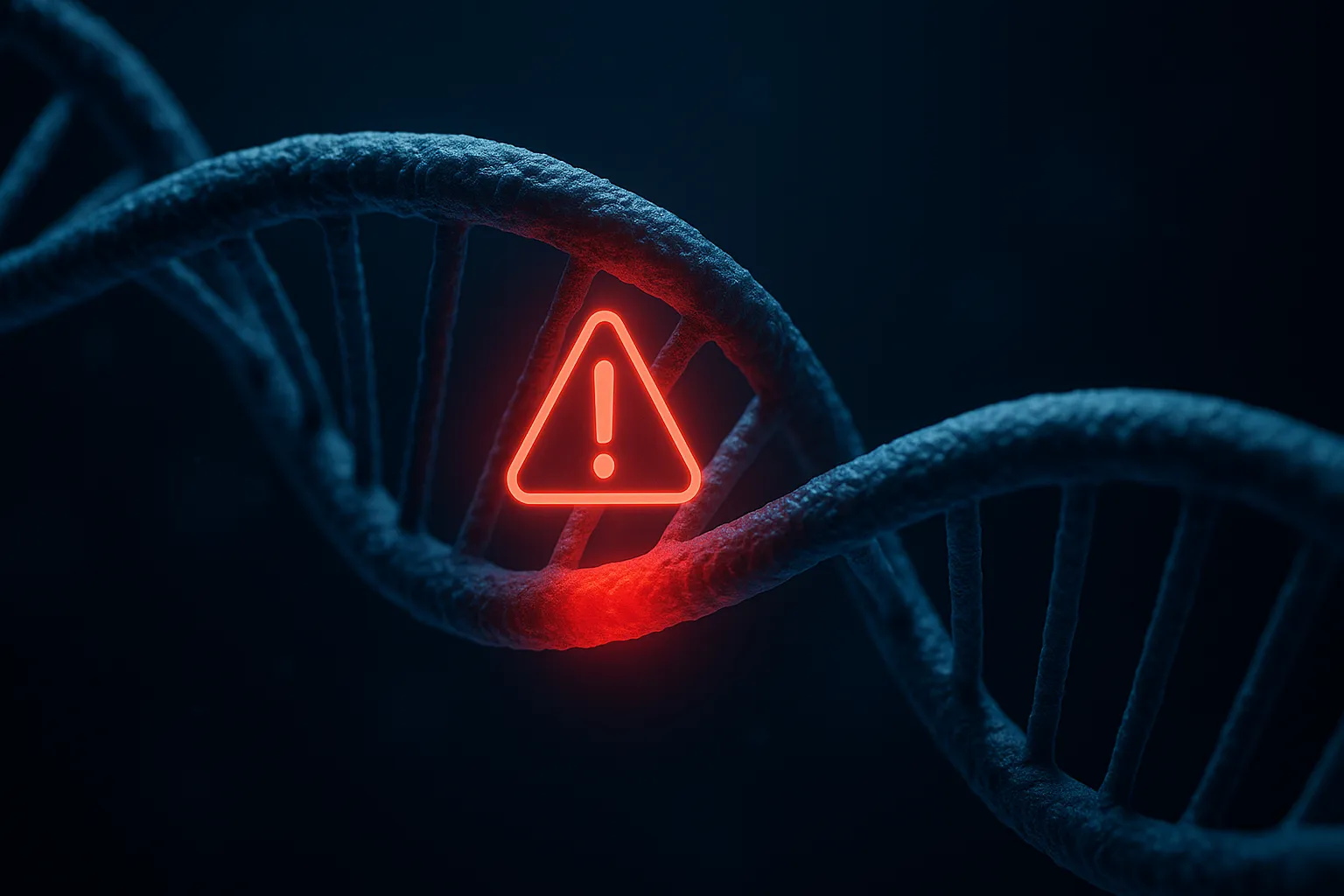 치명적 가족성 불면증의 원인이 되는 PRNP 유전자 돌연변이를 상징하는 DNA 이중나선 구조 이미지