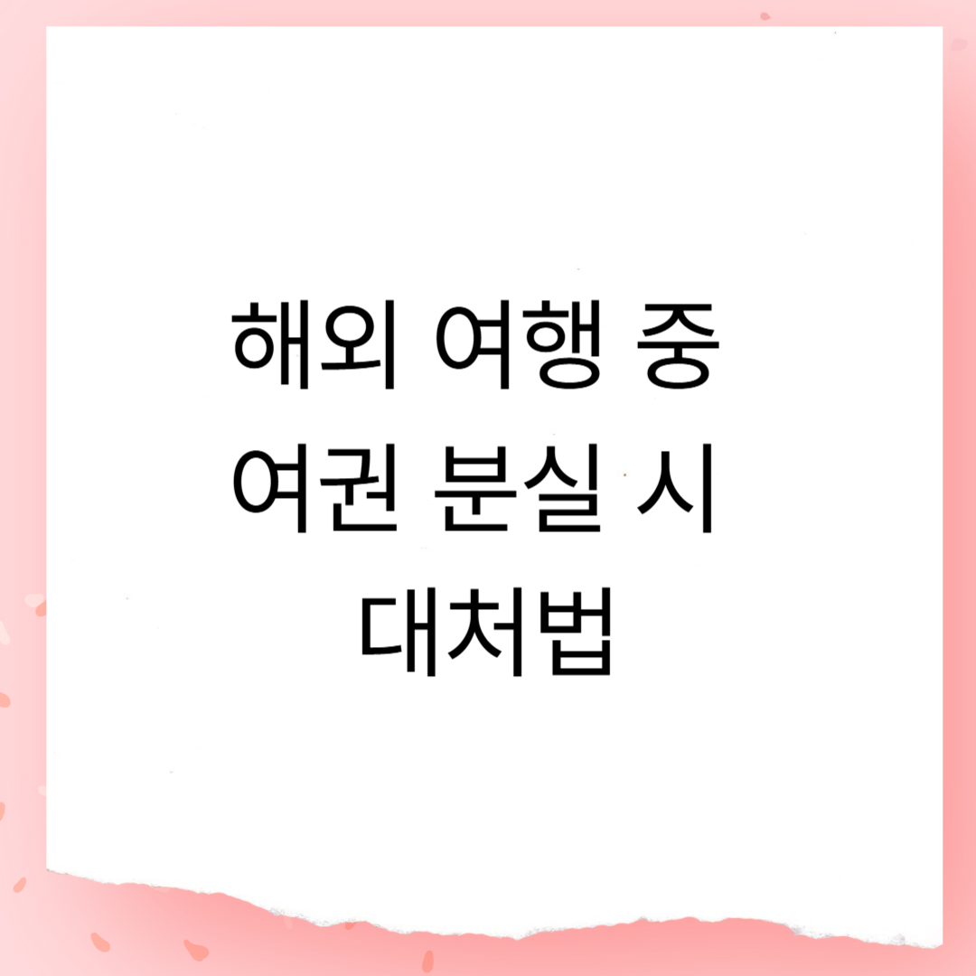 해외 여행 중 여권 분실 시 대처법