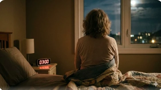 새벽 3시 잠 못 든 여성 뒷모습