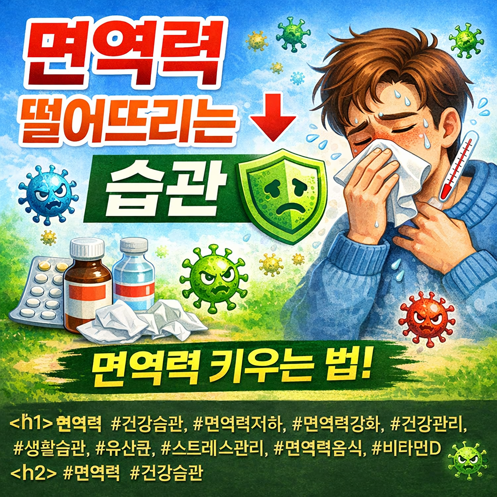 면역력 떨어뜨리는 습관 (몸이 자꾸 아픈 진짜 이유)