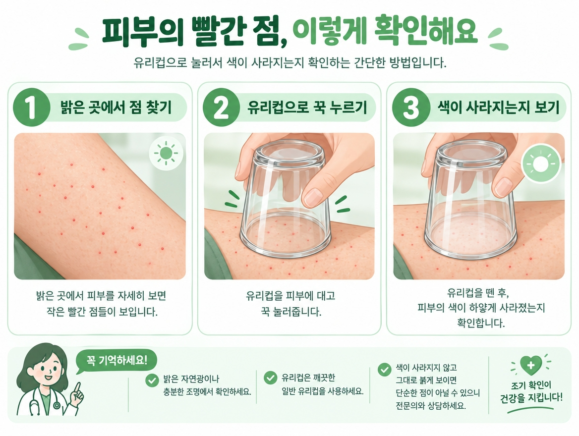 점상출혈 발진 구분 유리컵 3단계