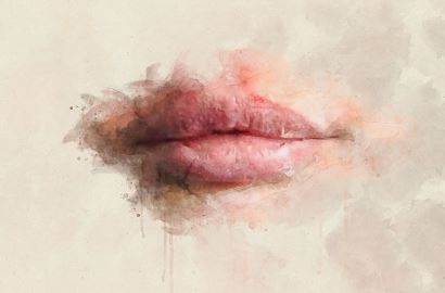 수채화로 그린 입술 사진