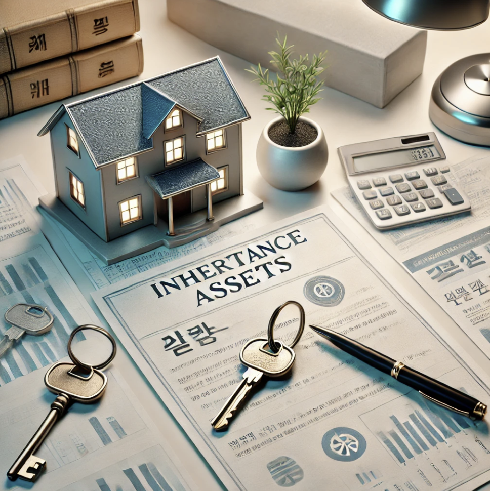 상속재산의 평가와 관련된 서류가 놓여 있는 책상