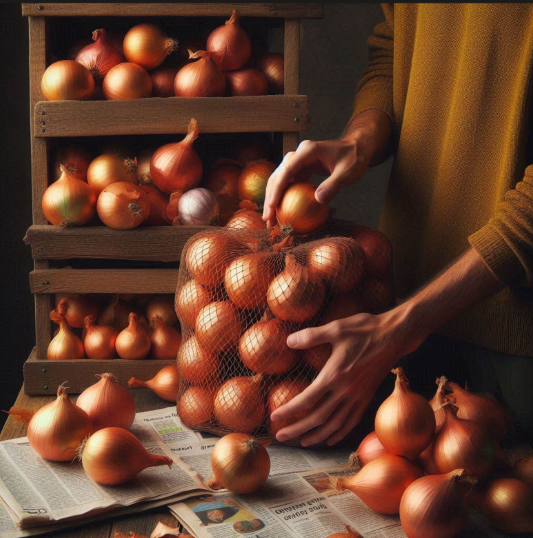 양파끼리 겹치지 않게 보관하기