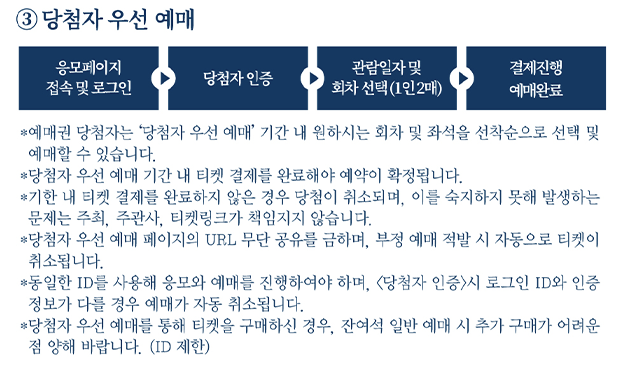 당첨자 우선 예매 안내