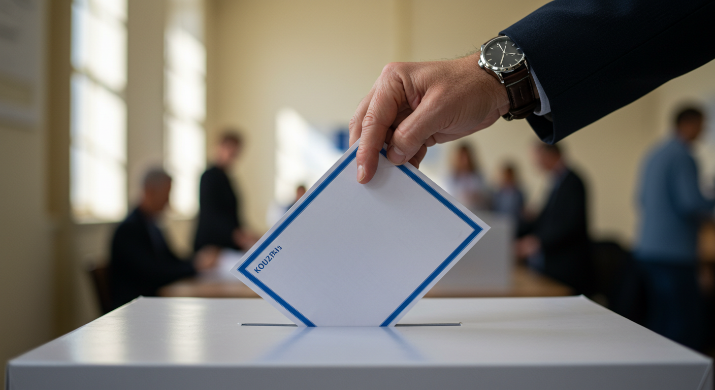 투표함에 용지를 넣는 사진