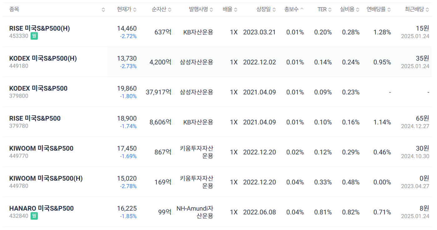 ETF 투자 비교 (나스닥100 vs S&P500)