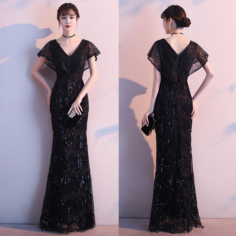 스팽글 장식 블랙 파티 드레스 연주드레스 LD-427