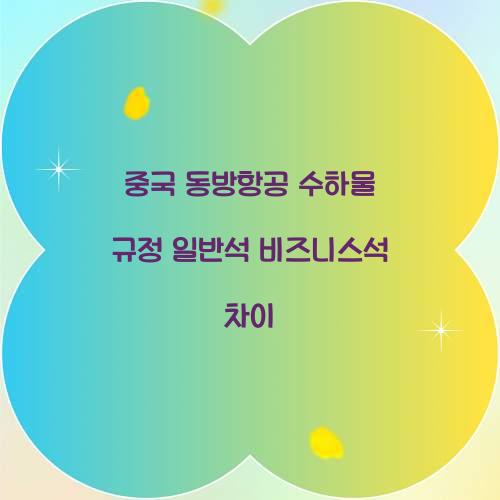 중국 동방항공 수하물 규정 일반석 비즈니스석 차이 