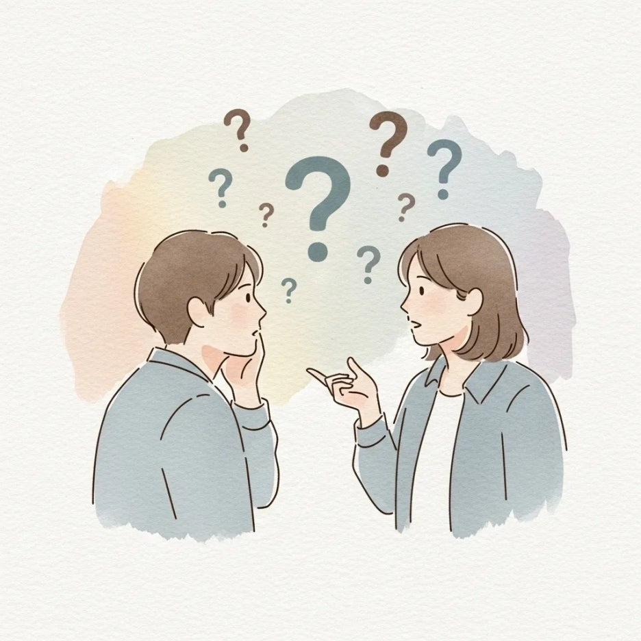 궁금증을 해결하기 위해 대화하는 두 사람