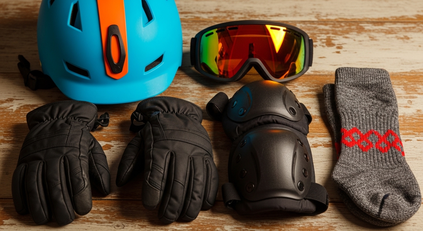 스키 헬멧, 고글, 장갑, 보호대, 양말 등 스키 타기 전 필요한 필수 준비물들