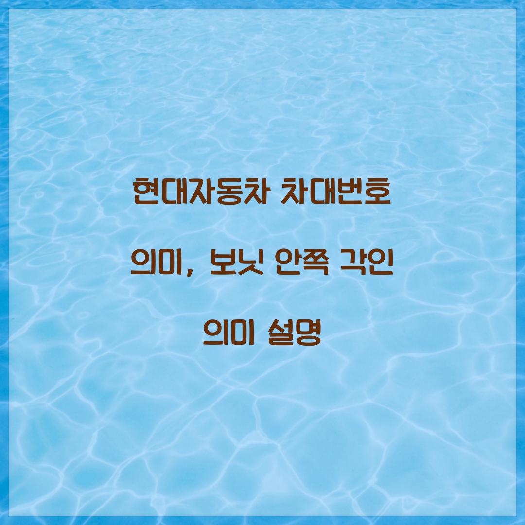 현대자동차 차대번호 의미, 보닛 안쪽 각인 의미 설명